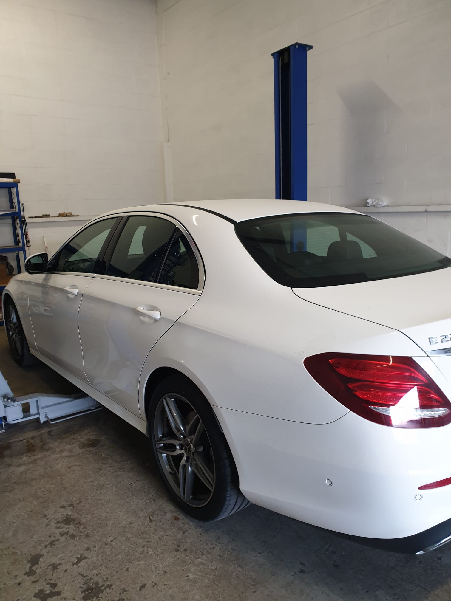 White car before window tinting
